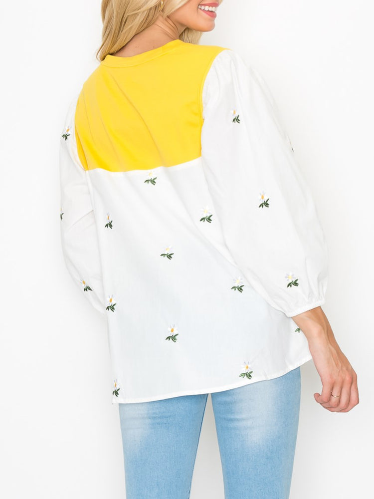 Robin Top With Embroidered Flowers
