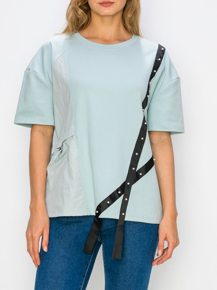 Rebecca Top With Pearl Satin Trim