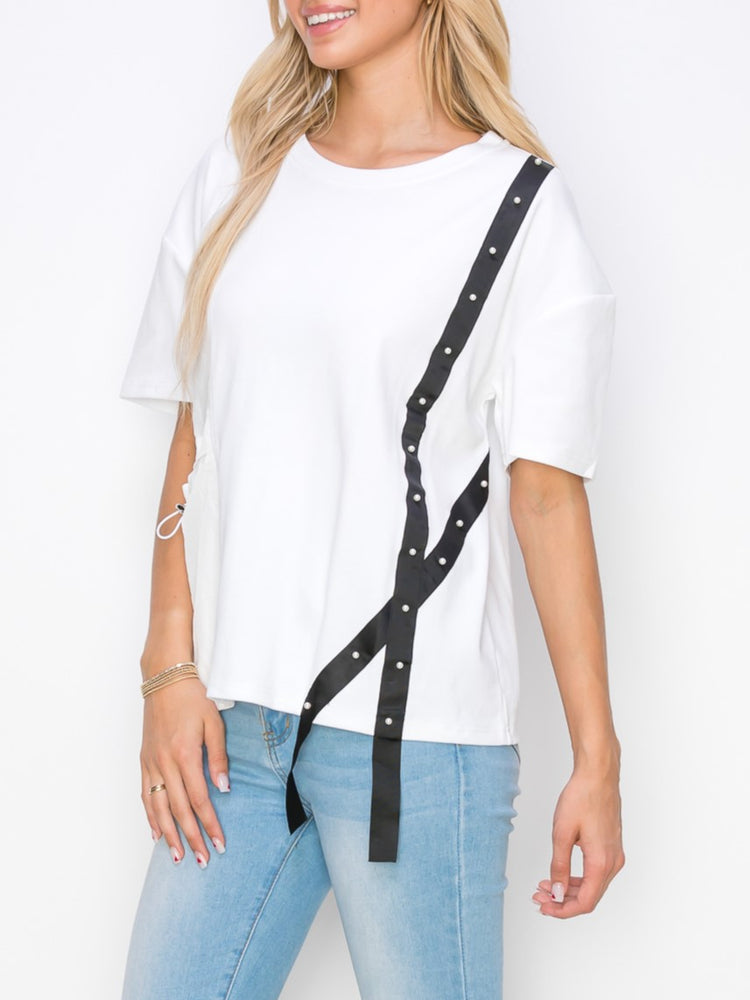Rebecca Top With Pearl Satin Trim