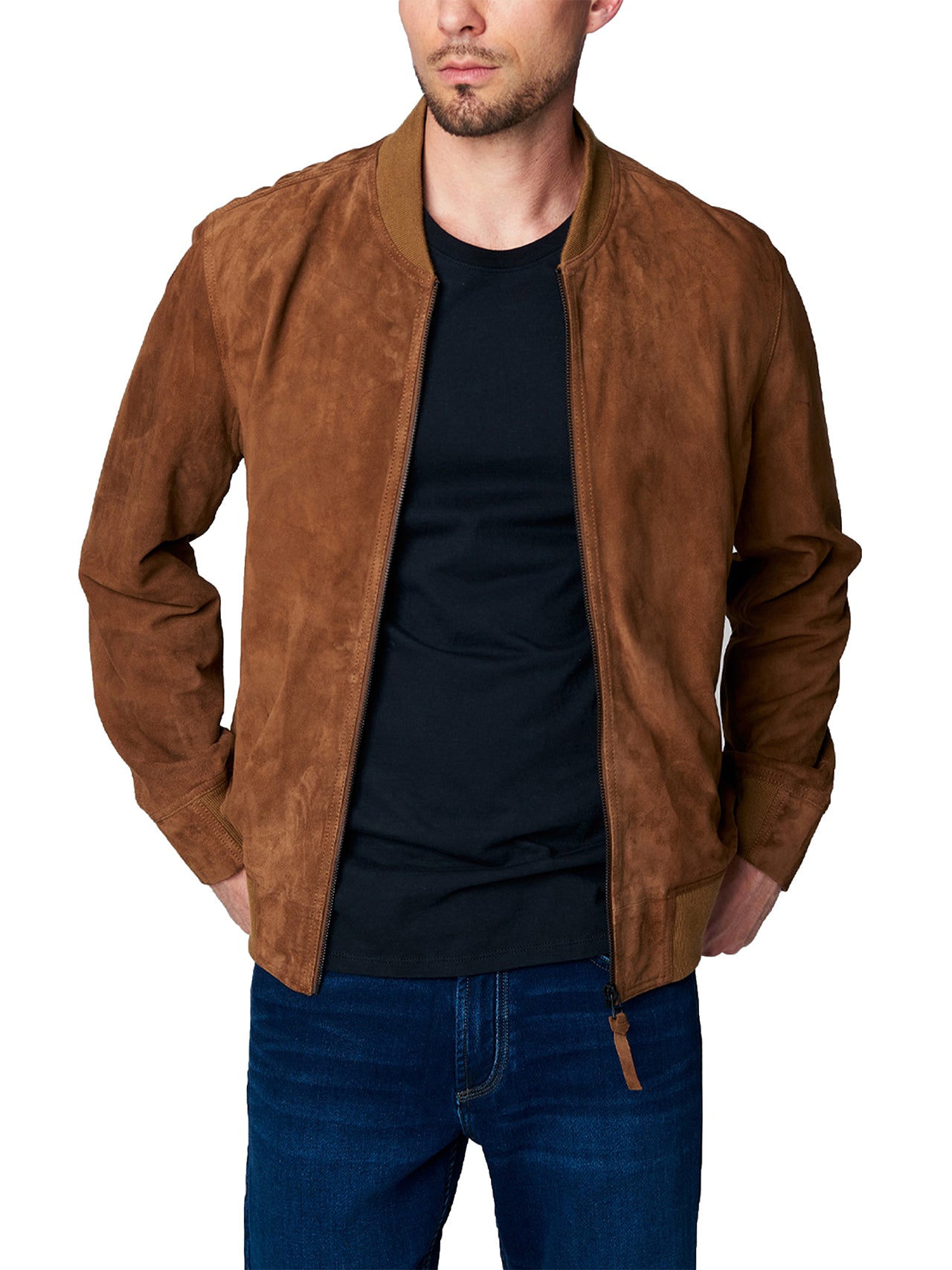  BlankNYC Suede Bomber Jacket - True Blue - Bonton