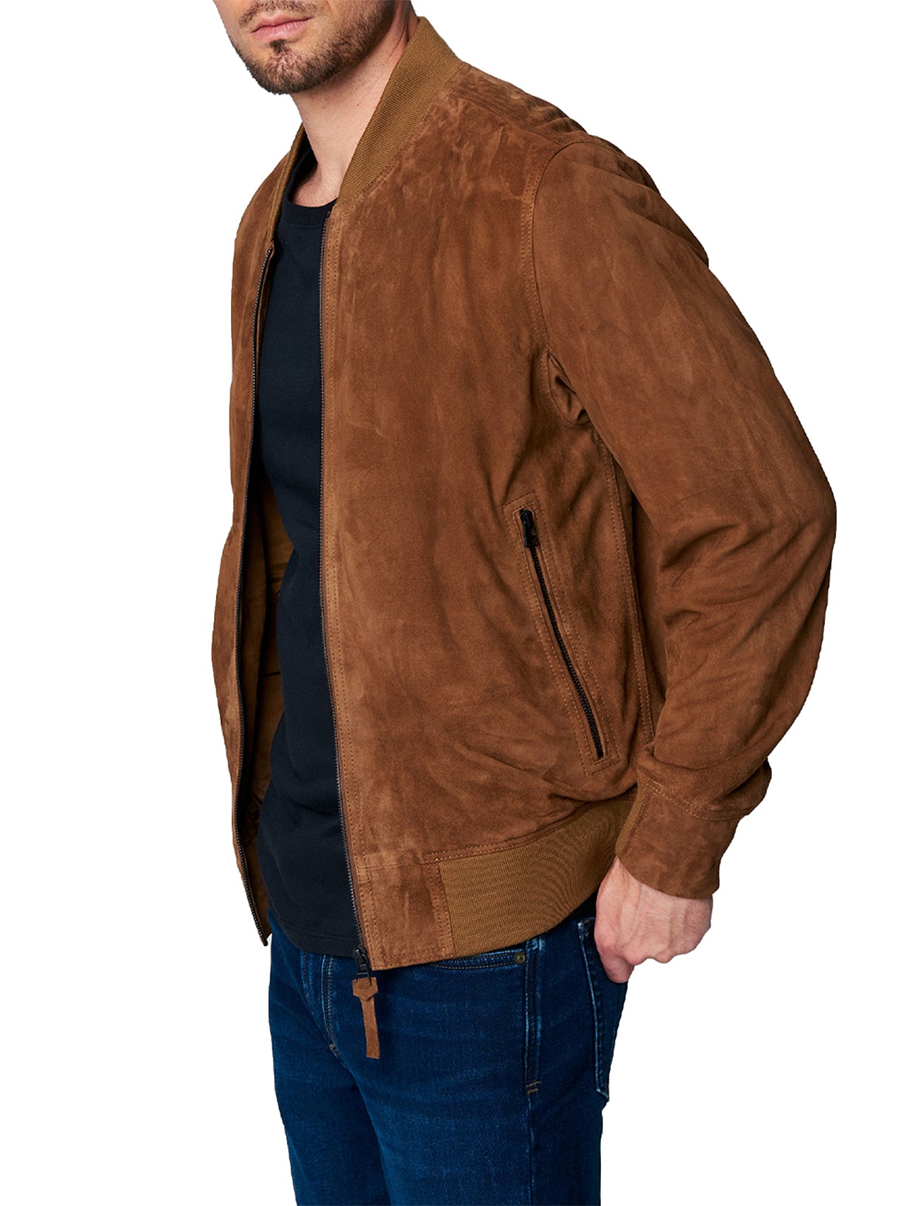  BlankNYC Suede Bomber Jacket - True Blue - Bonton