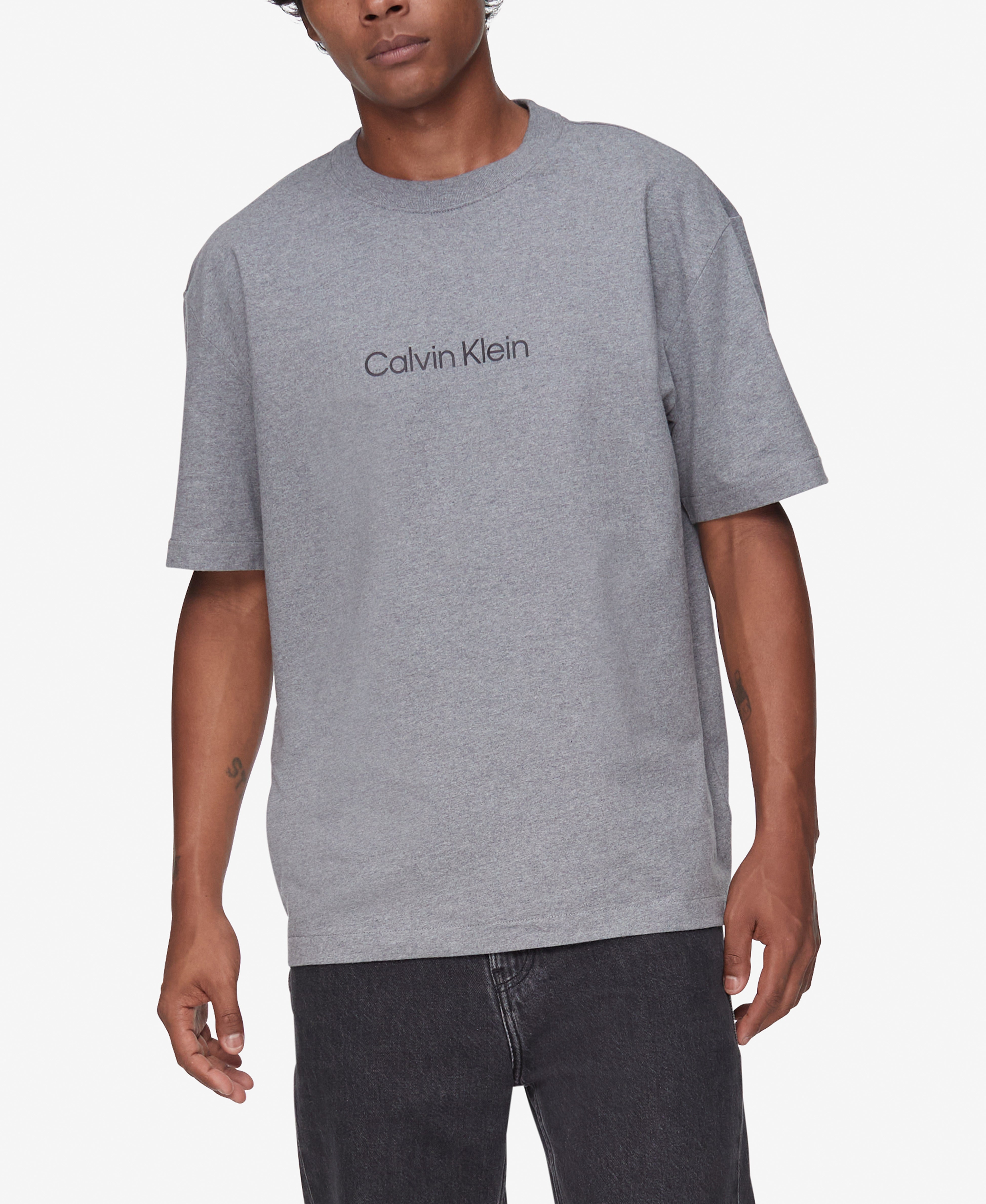  Calvin Klein Short Sleeves Relaxed Standard Logo Crewneck Tee - Brilliant White - Bonton