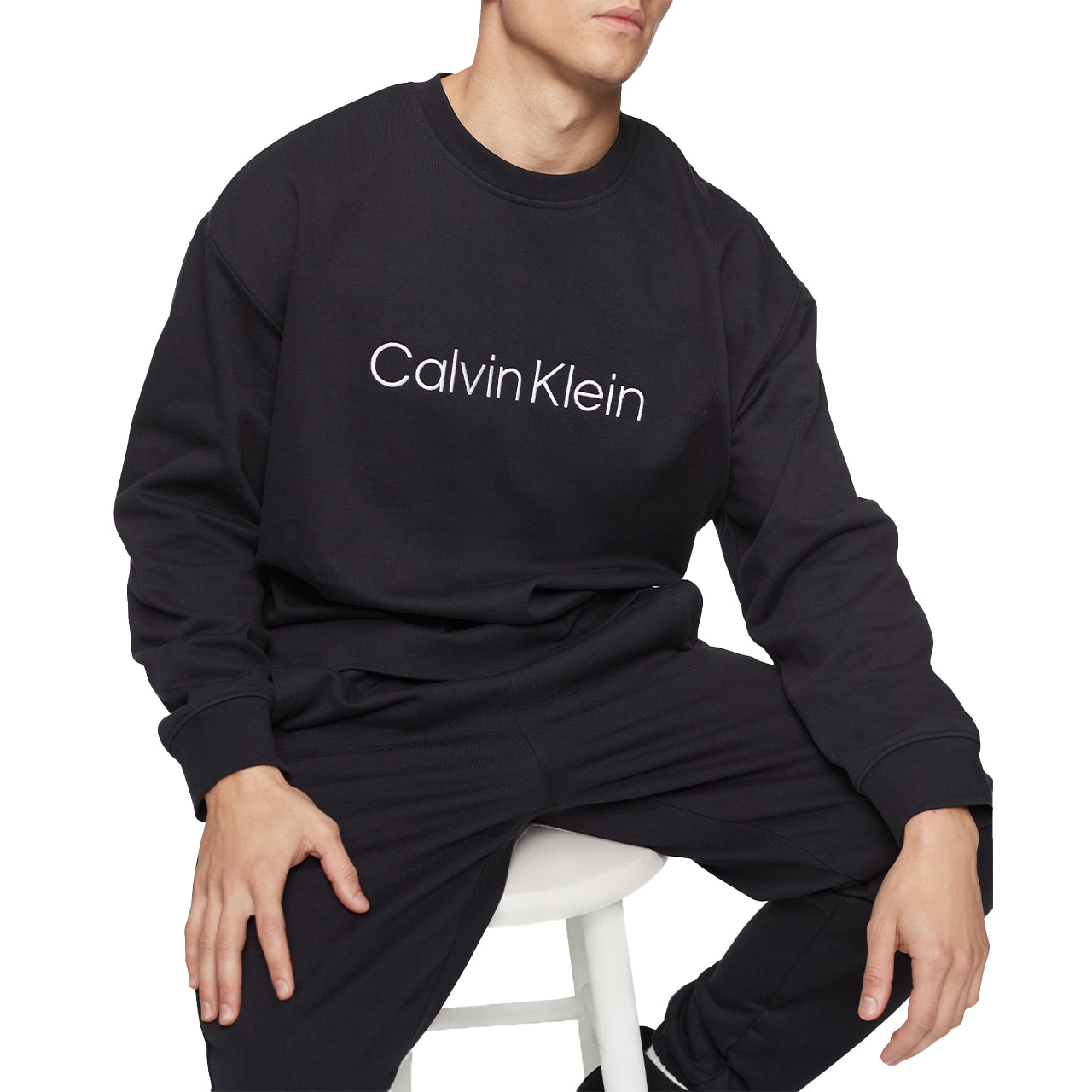  Calvin Klein Long Sleeves Standard Logo Tee - Black Beauty - Bonton