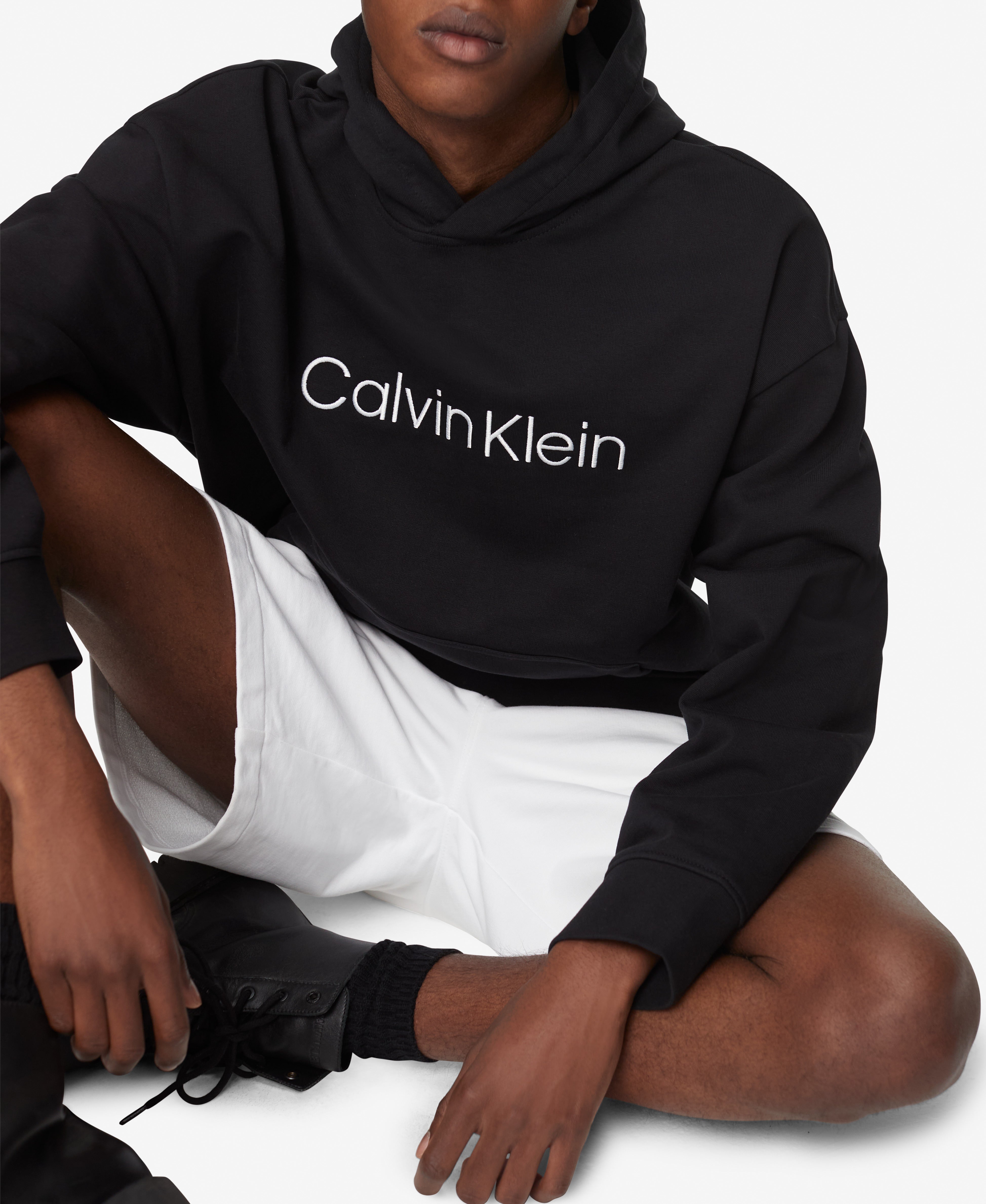  Calvin Klein Long Sleeves Standard Logo Terry - Brilliant White - Bonton