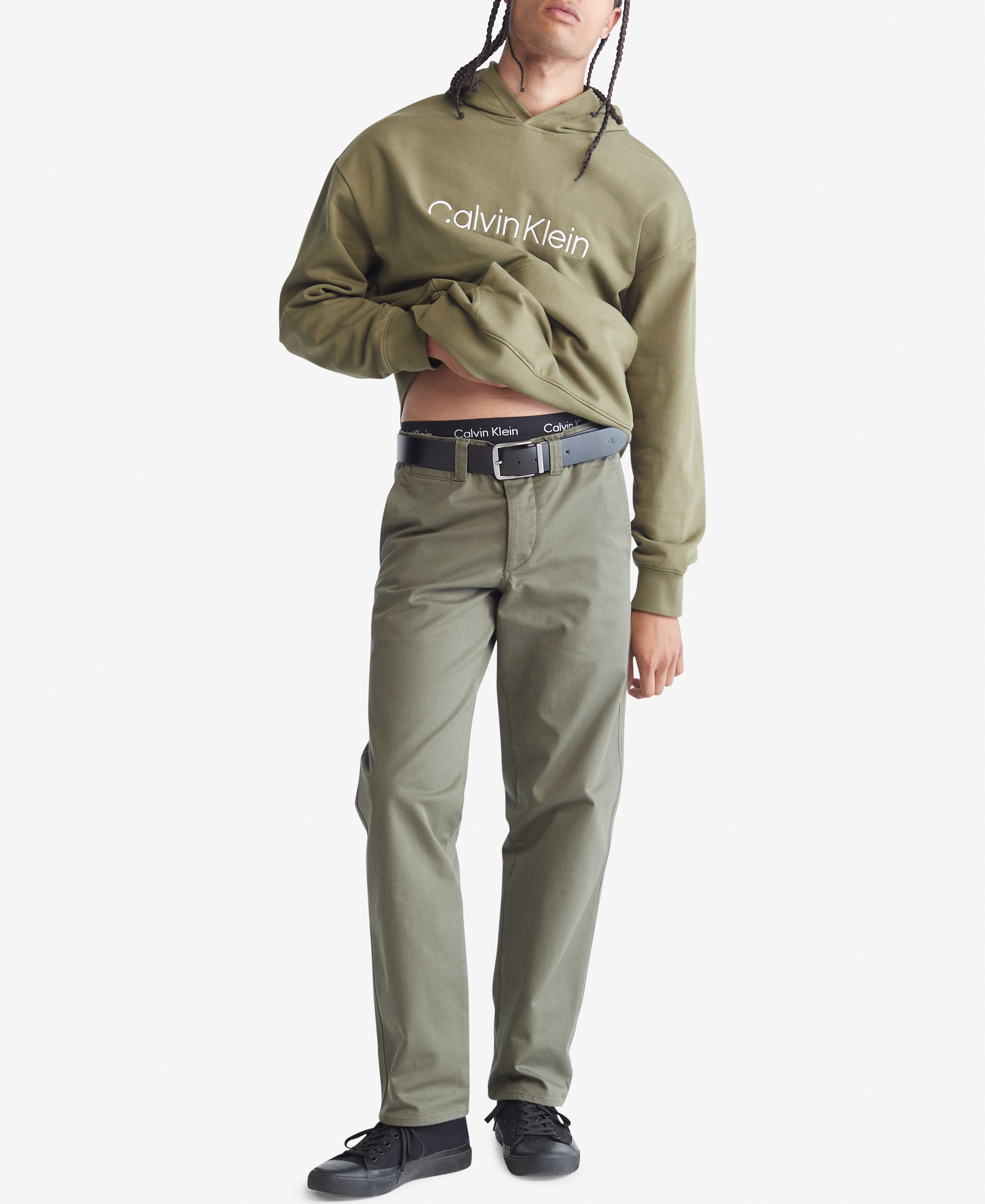  Calvin Klein Long Sleeves Standard Logo Terry - Brilliant White - Bonton