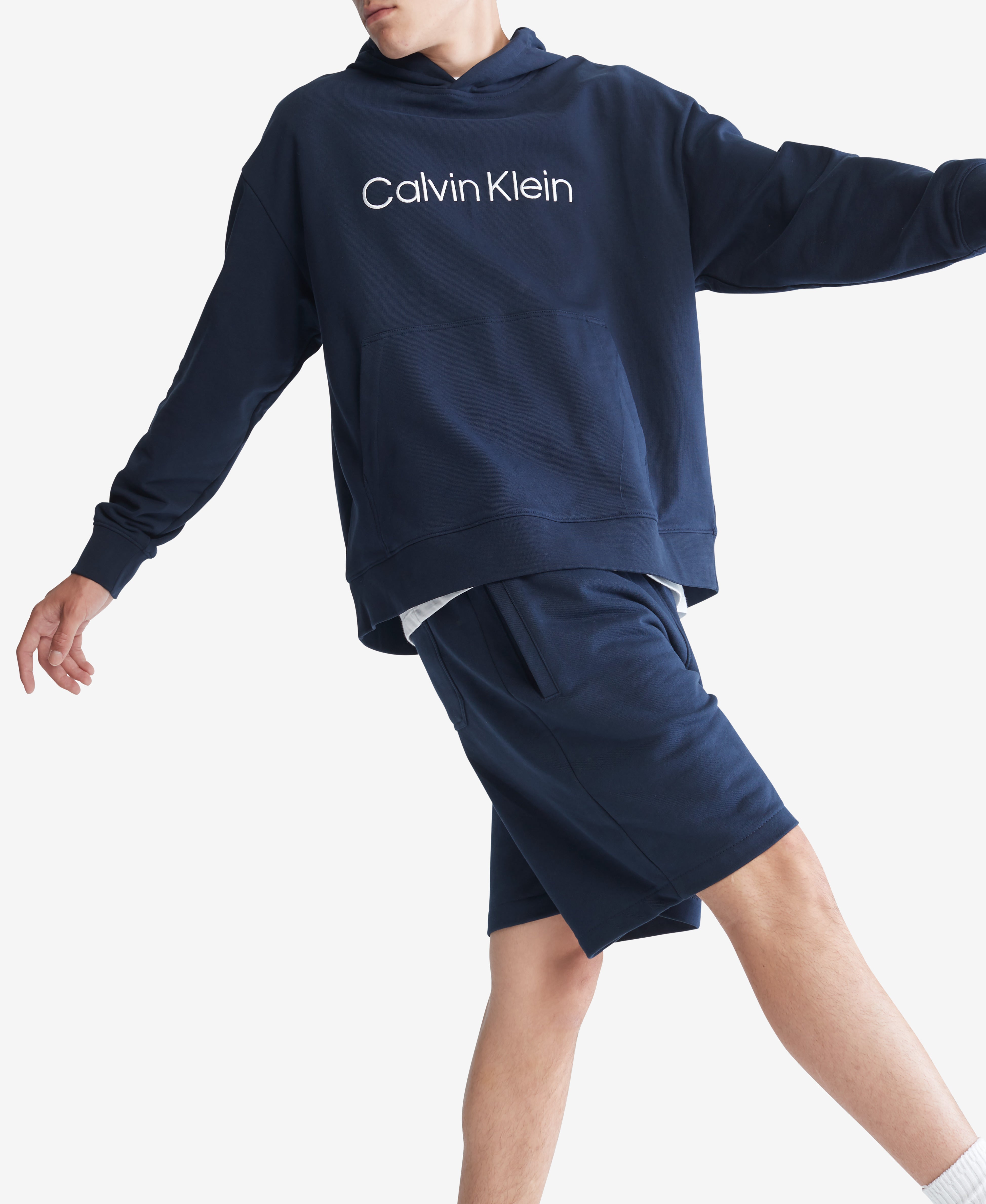  Calvin Klein Long Sleeves Standard Logo Terry - Brilliant White - Bonton