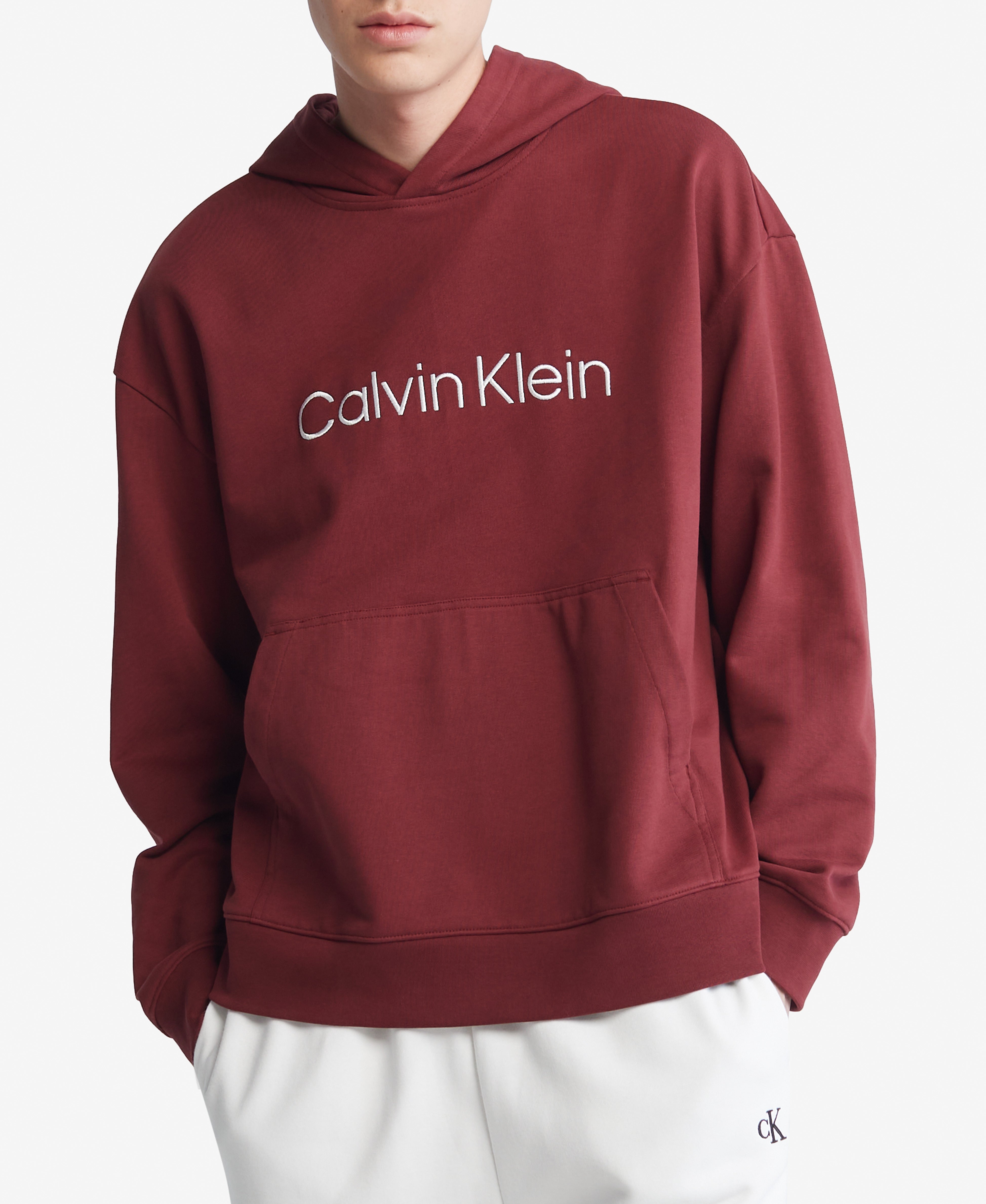  Calvin Klein Long Sleeves Standard Logo Terry - Brilliant White - Bonton