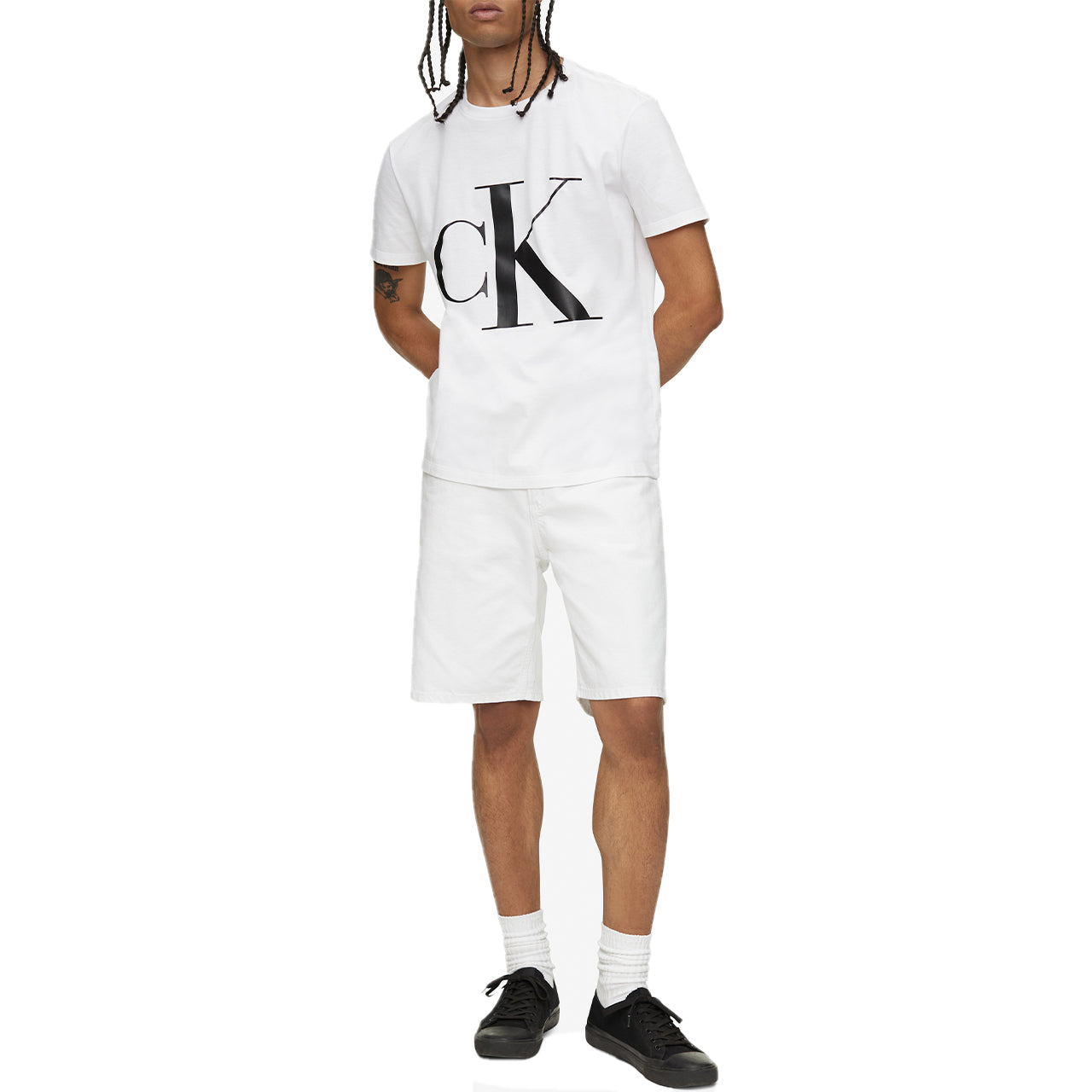 Calvin Klein Short Sleeves Relaxed Monogram Tee - Blue Lake - Bonton