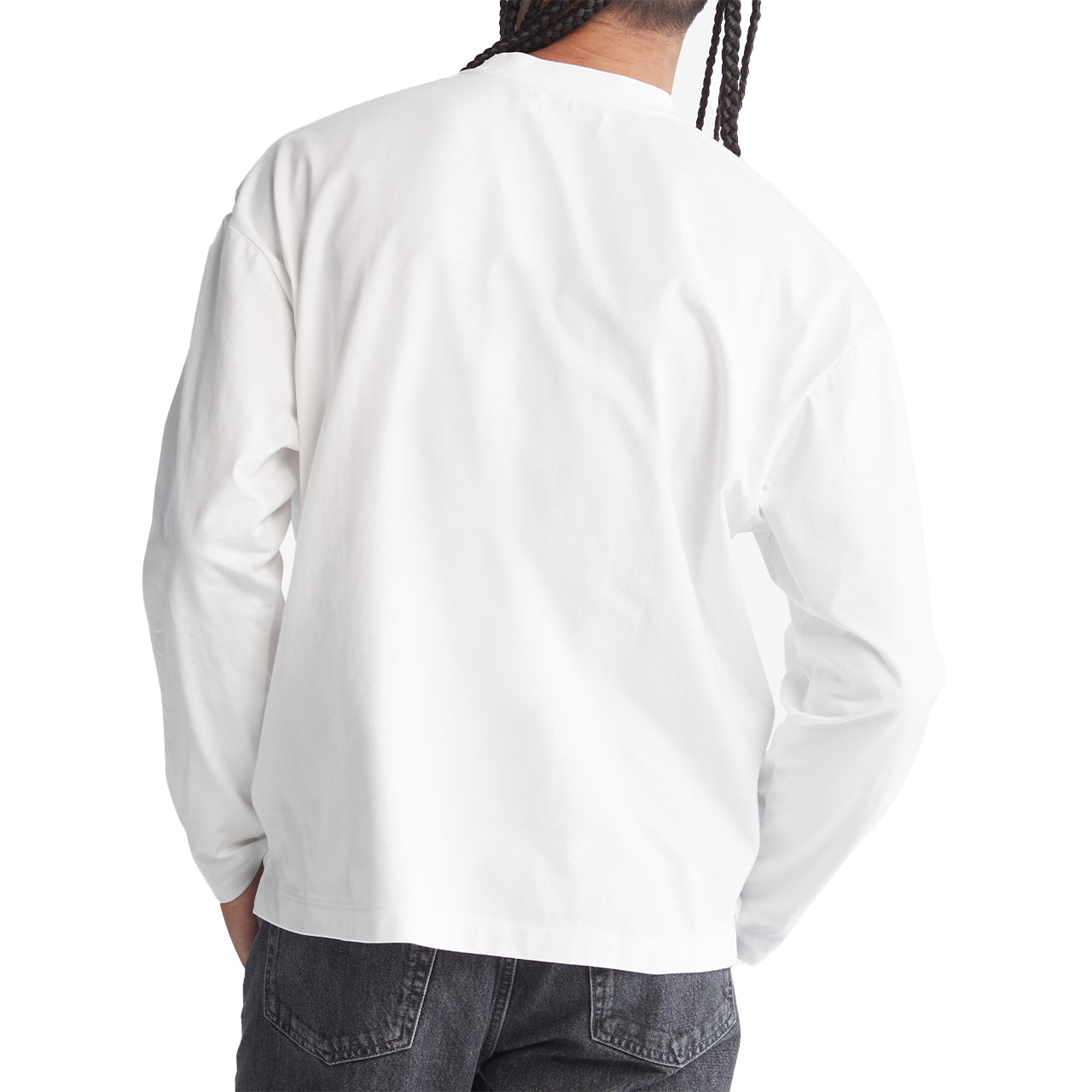  Calvin Klein Long Sleeves Relaxed Archive Logo Crewneck Tee - Black Beauty - Bonton