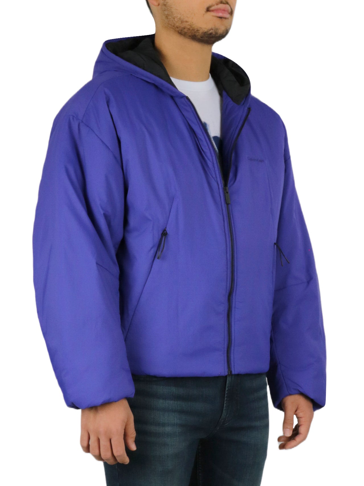  Calvin Klein Long Sleeves Front Zipper Hood Puffer Jacket - Purple Parade - Bonton