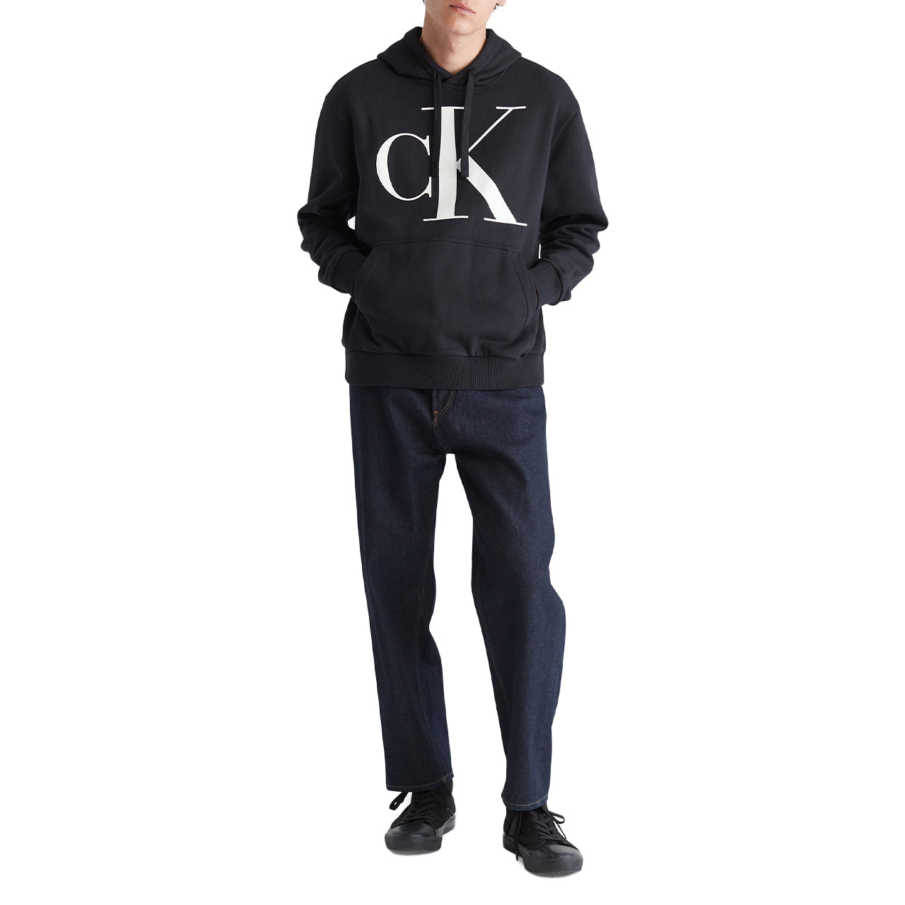  Calvin Klein LS MONOGRAM FLEECE Hoodie - Patch Of Blue - Bonton