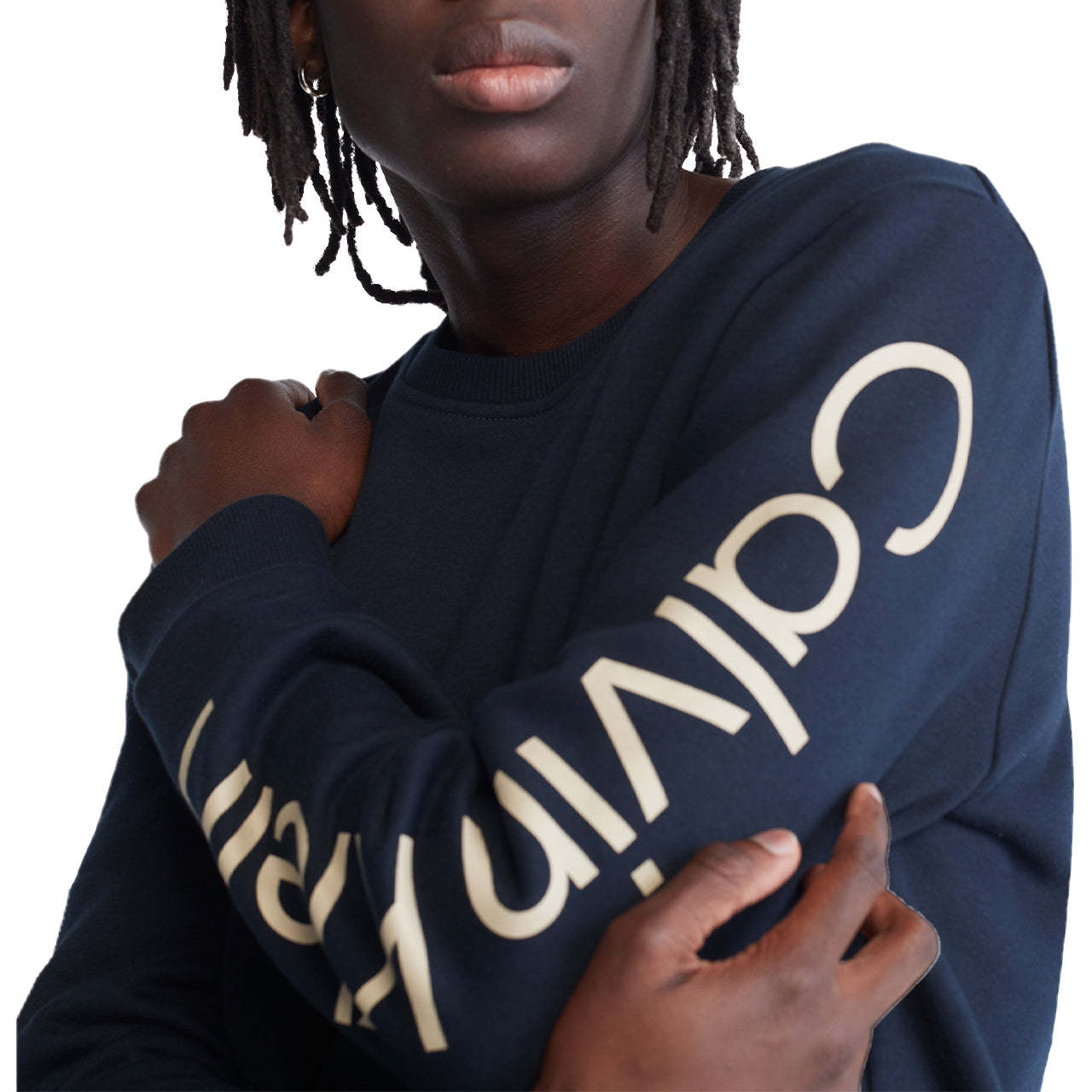  Calvin Klein Long Sleeves Logo Crewneck Fleece - Aztec - Bonton