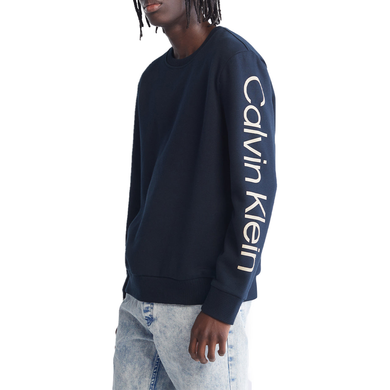  Calvin Klein Long Sleeves Logo Crewneck Fleece - Aztec - Bonton