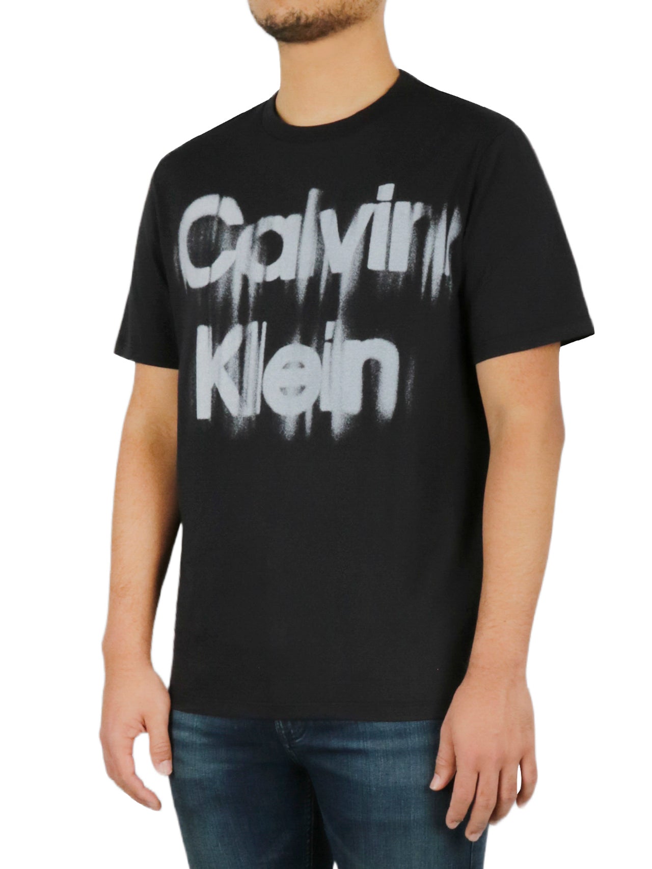  Calvin Klein Short Sleeves Graffiti Logo Tee - Brilliant White - Bonton