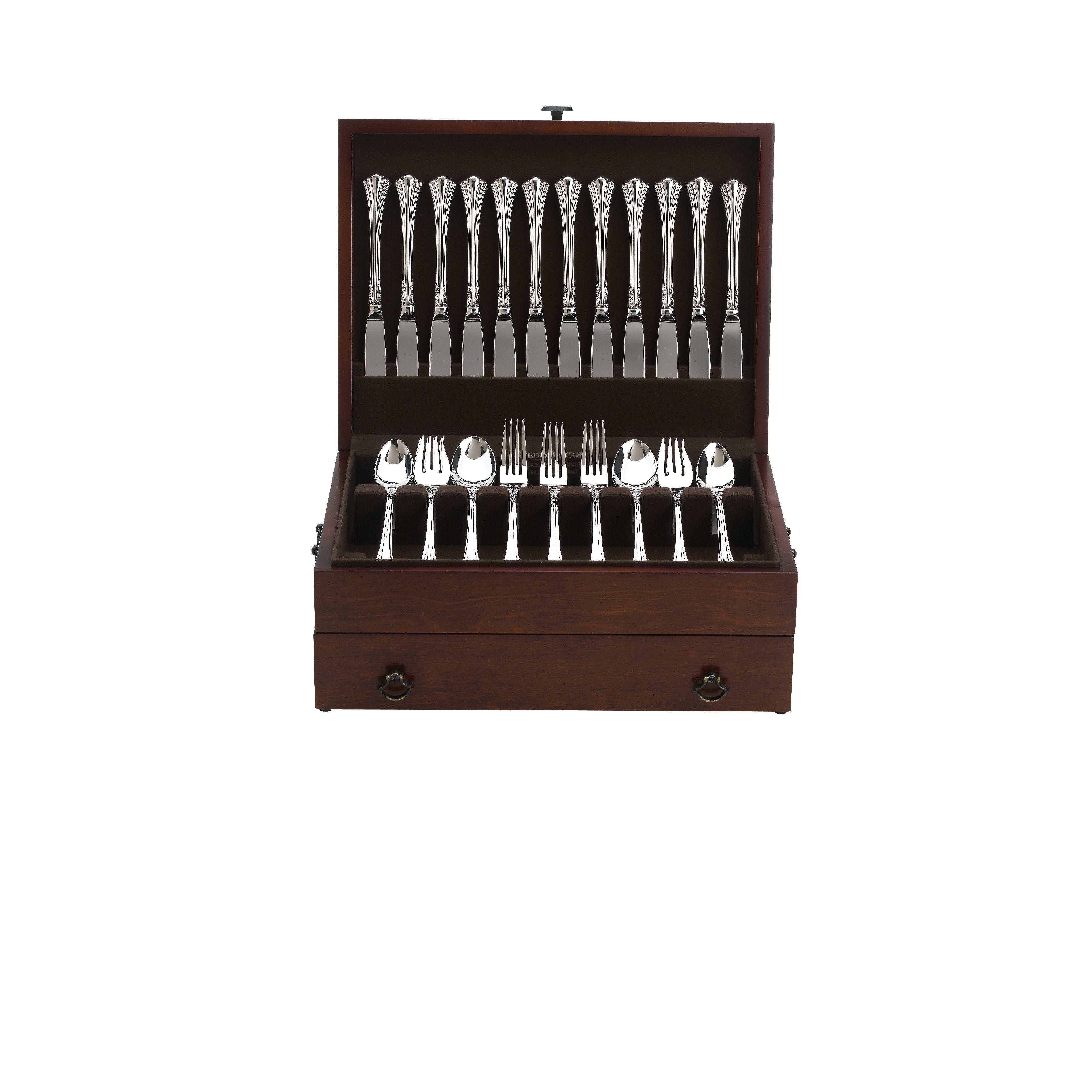  Reed & Barton Bristol Wooden Grande Flatware Store Chest - Brown - Bonton