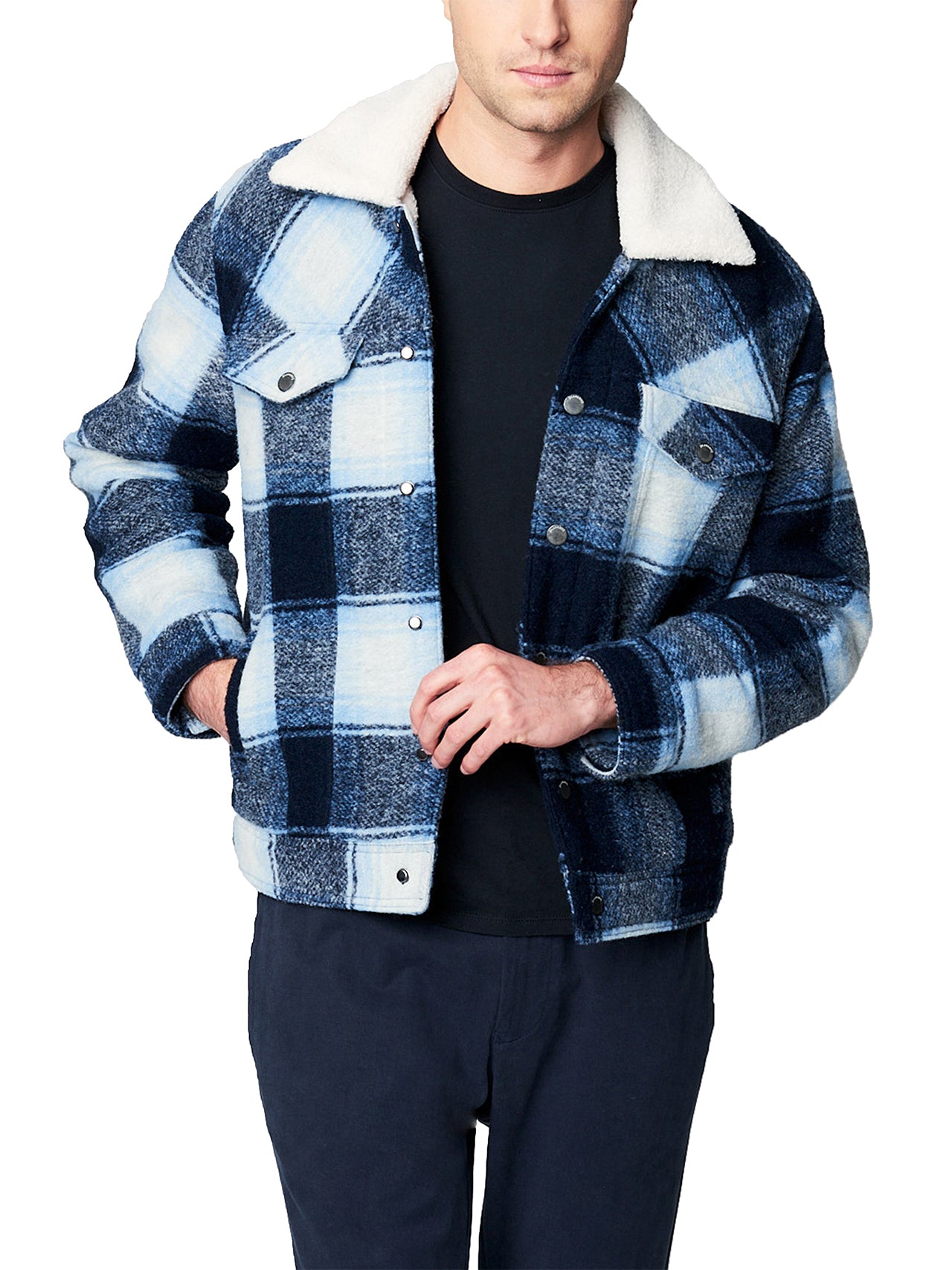  BlankNYC Plaid Shearling Jacket - Diphthong - Bonton