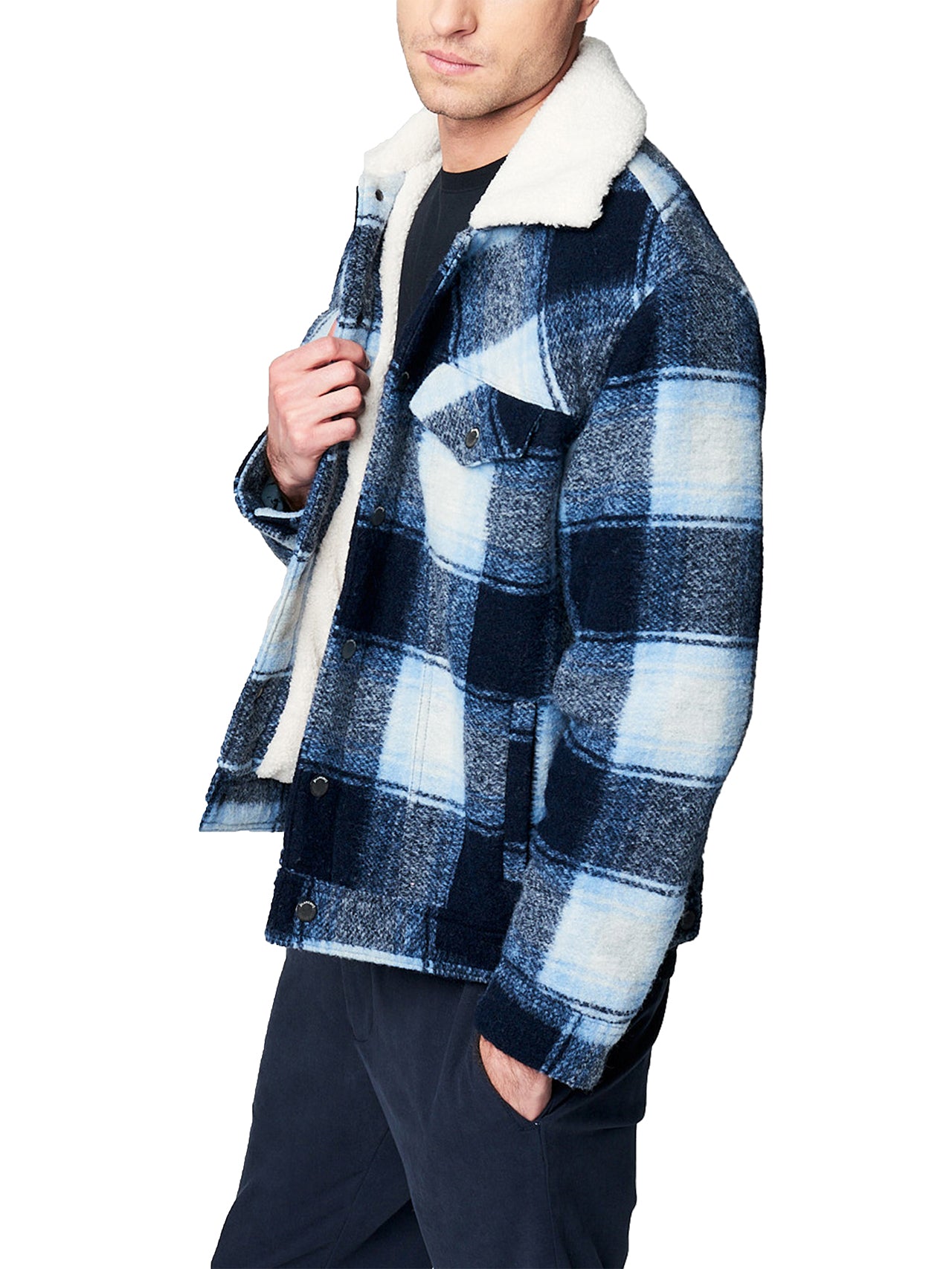  BlankNYC Plaid Shearling Jacket - Diphthong - Bonton