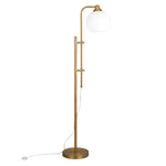 Antho Height-Adjustable Floor Lamp with White Milk Glass Shade