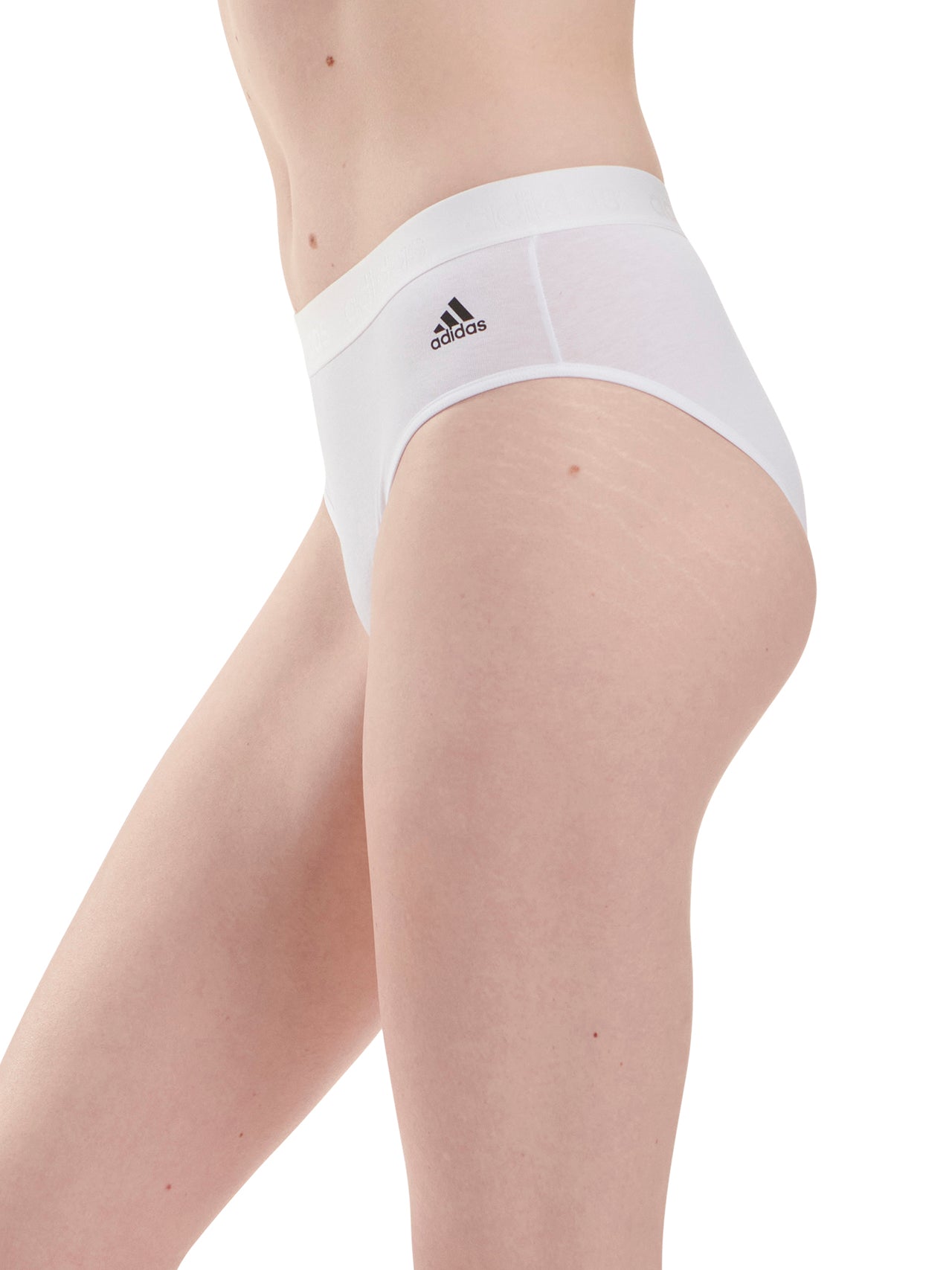  Adidas Two Pack of Smart Cotton Solid Pack Bikini Briefs - White - Bonton