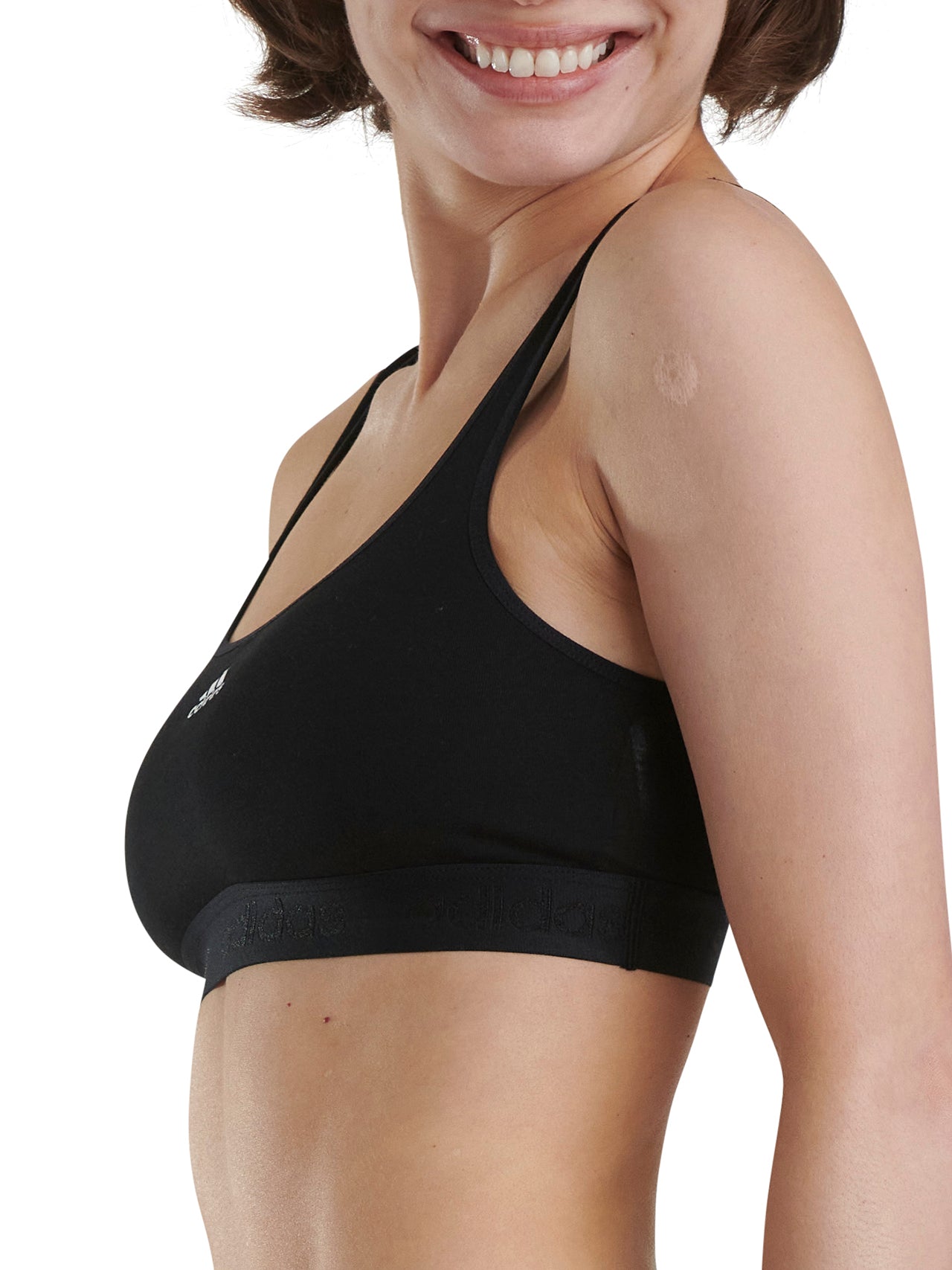  Adidas Cotton Solid Scoop Bralette - Black - Bonton