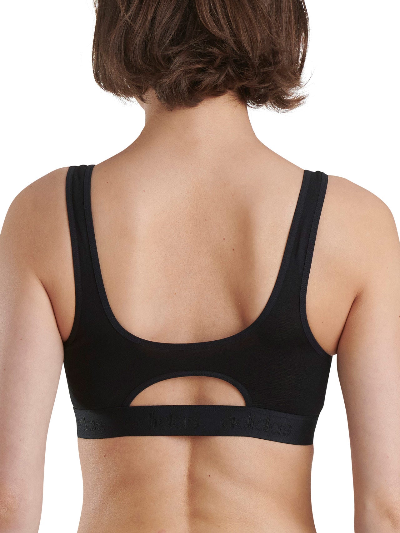  Adidas Cotton Solid Scoop Bralette - Black - Bonton