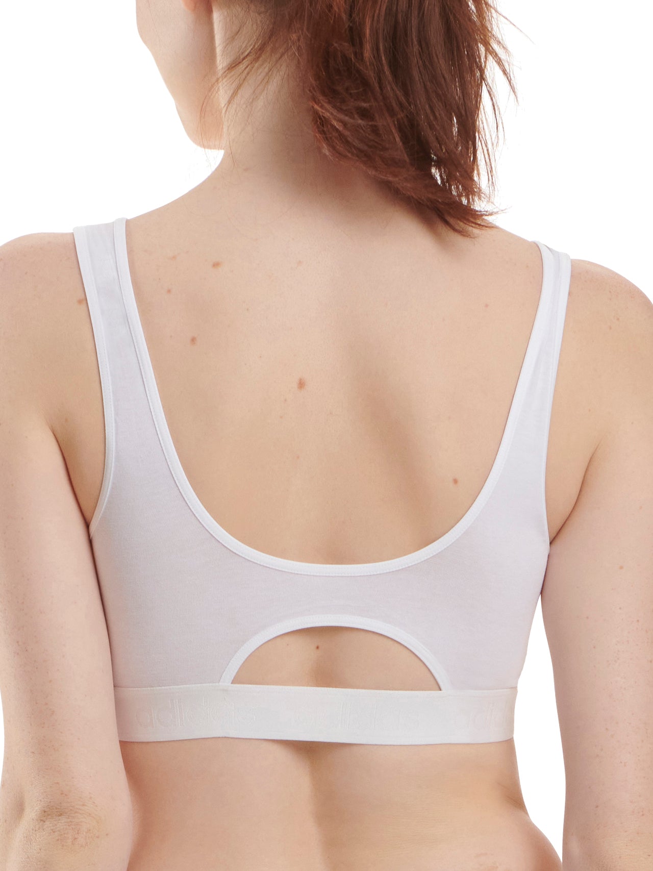  Adidas Cotton Solid Scoop Bralette - White - Bonton