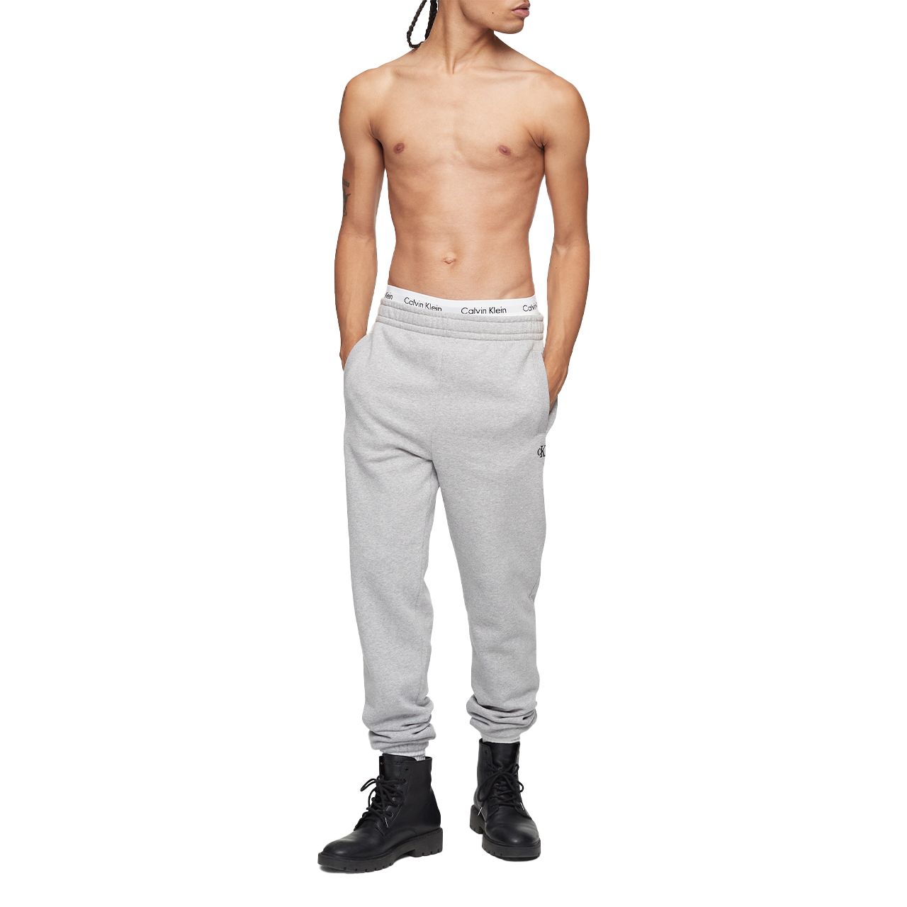  Calvin Klein Archive Logo Fleece Jogger - Heroic Grey Heather - Bonton