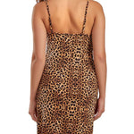 Reise Leopard Chemise with Lace Trim and Front Lace Slit