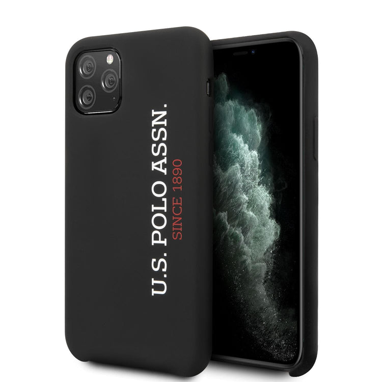 iPhone 11 Pro - Silicone Black Vertical Logo With Microfiber Interior - U.S. Polo Assn.