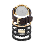 Analog Watch-Beaded Stackable Bracelet Set