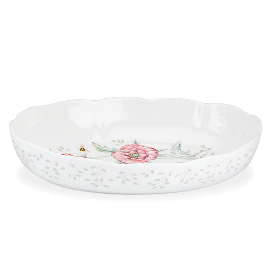 Butterfly Meadow Scalloped Oval Baker