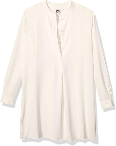 Plus Size Pop-over Blouse with Covered Placket And Side Slits