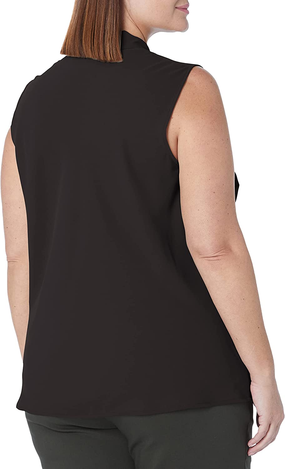  Kasper Sleeveless Tie Front Crepe Blouse - Royal Blue - Bonton