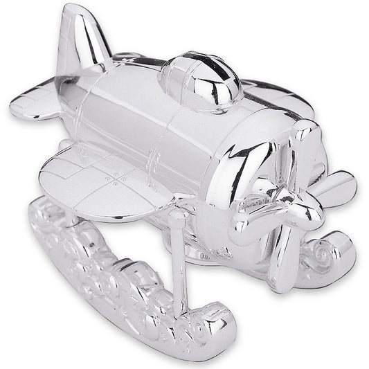 Zoom Zoom Airplane Silver Plated Coin Bank
