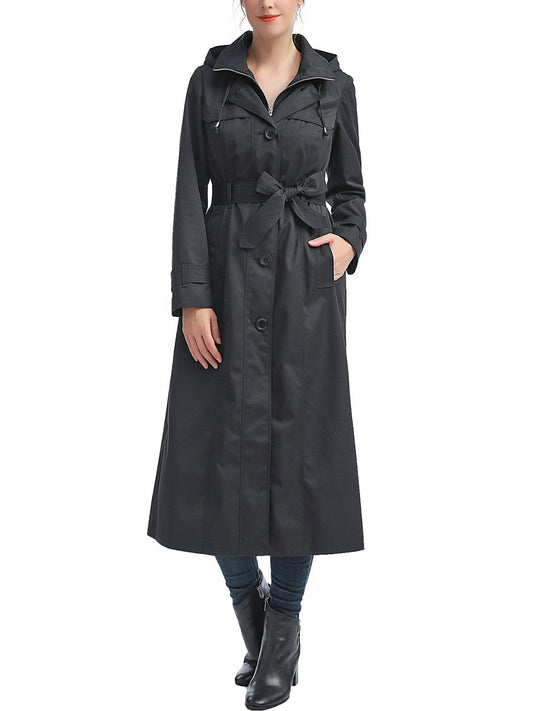 Women's Paula Water-Resistant Hooded Long Rain Coat
