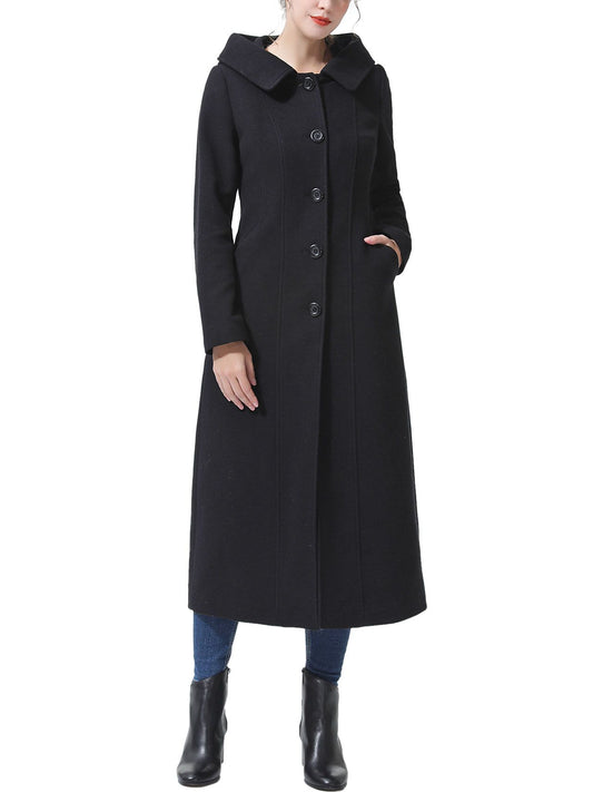 Women's Kai Hooded Full Length Long Wool Coat