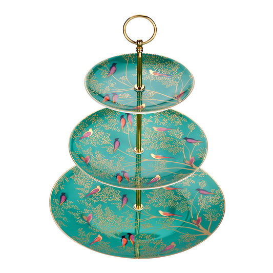 Sara Miller Chelsea Collection Green 3 Tier Cake Stand