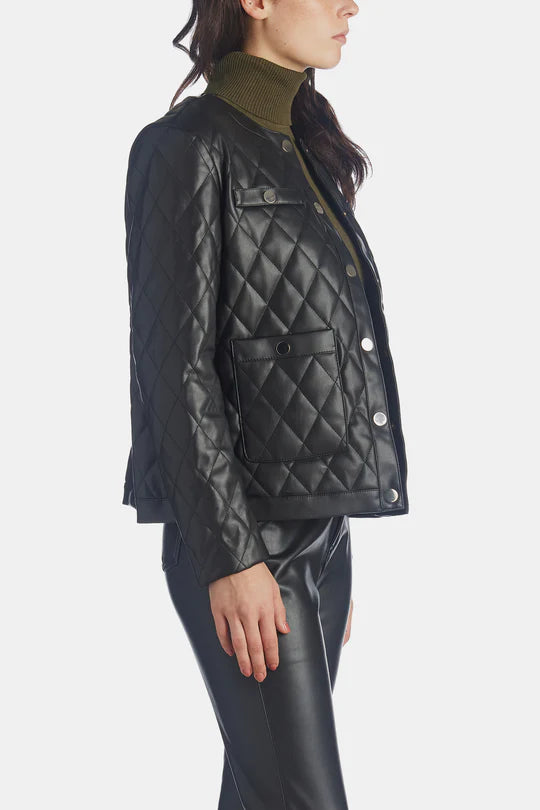  Anne Klein Plus Size Quilted Faux Leather Jacket - Anne Black - Bonton