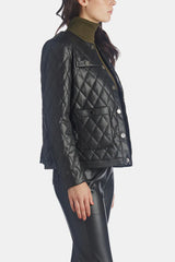 Plus Size Quilted Faux Leather Jacket