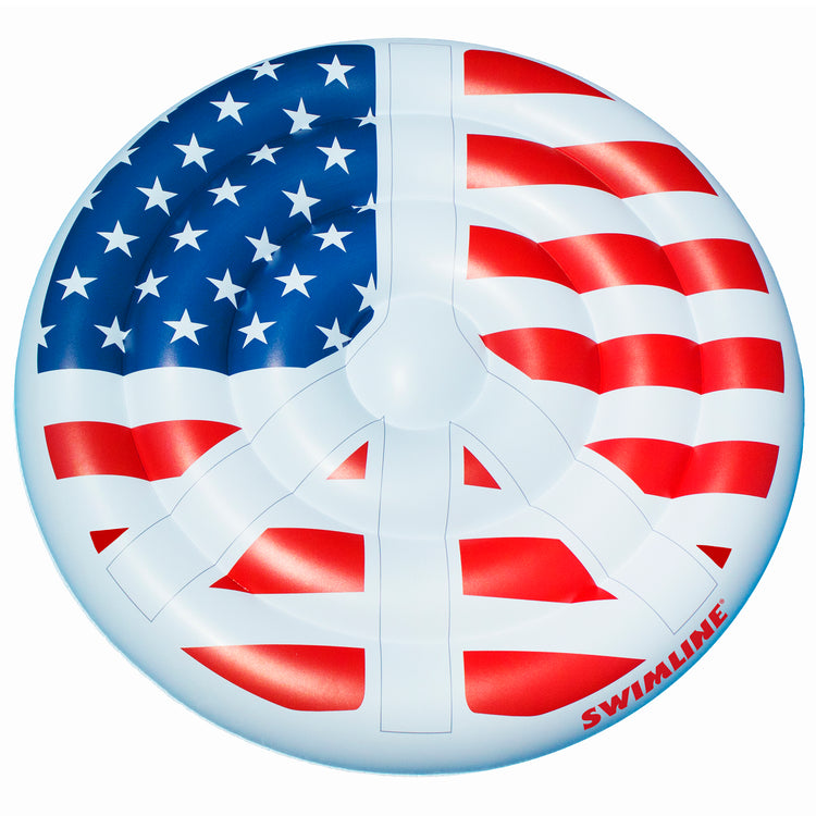 Red and Blue Stars Stripes Peace Sign Swimming Pool Float 60-Inch