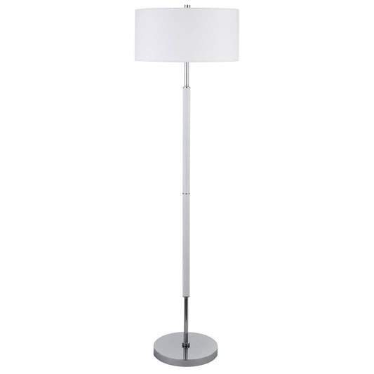 Simone 2-Light  61" Tall Floor Lamp in Matte White/Polished Nickel
