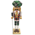 14" Green Plaid Golfer Nutcracker Figurine