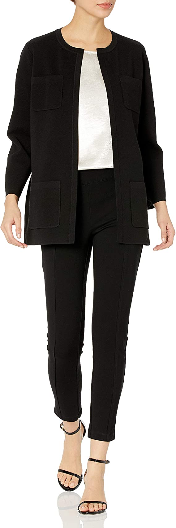  Anne Klein Patch Pocket Cardigan - Anne Black - Bonton