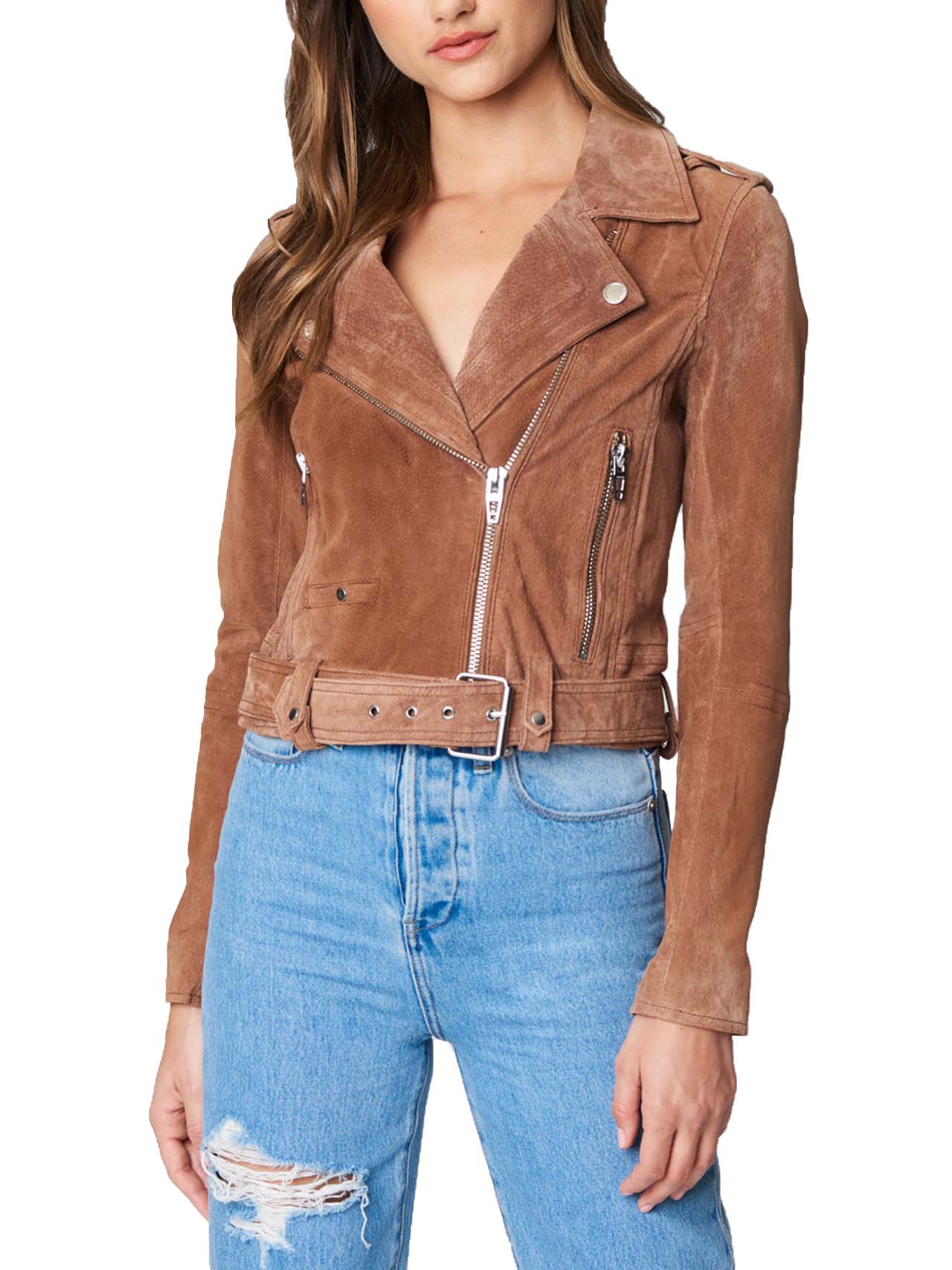  BlankNYC Women's Suede Motorcycle Jacket - Coffee - Bonton