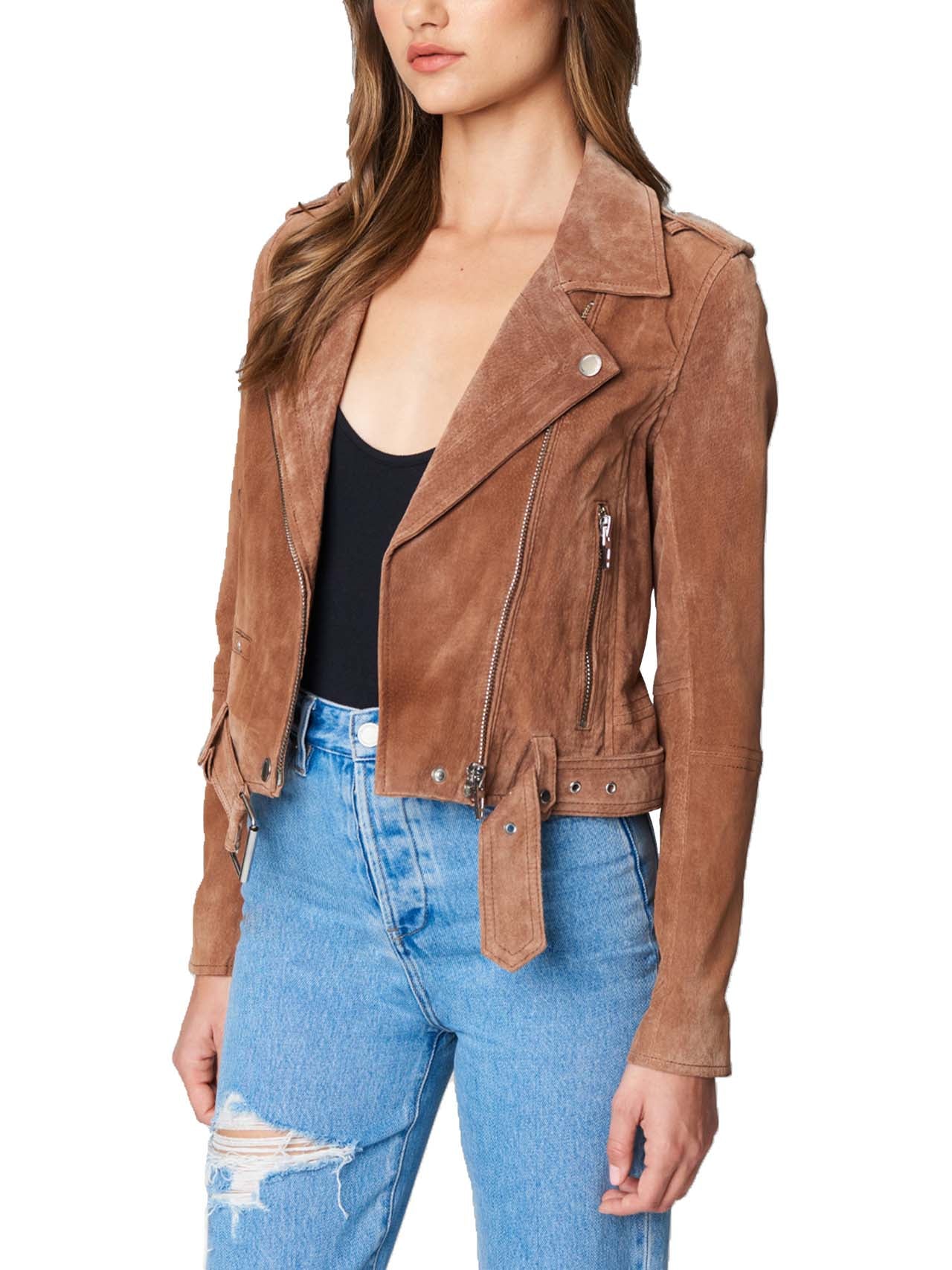  BlankNYC Women's Suede Motorcycle Jacket - Coffee - Bonton