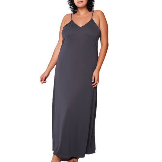 Plus Size Modal Sleeveless Gown with Side Slit