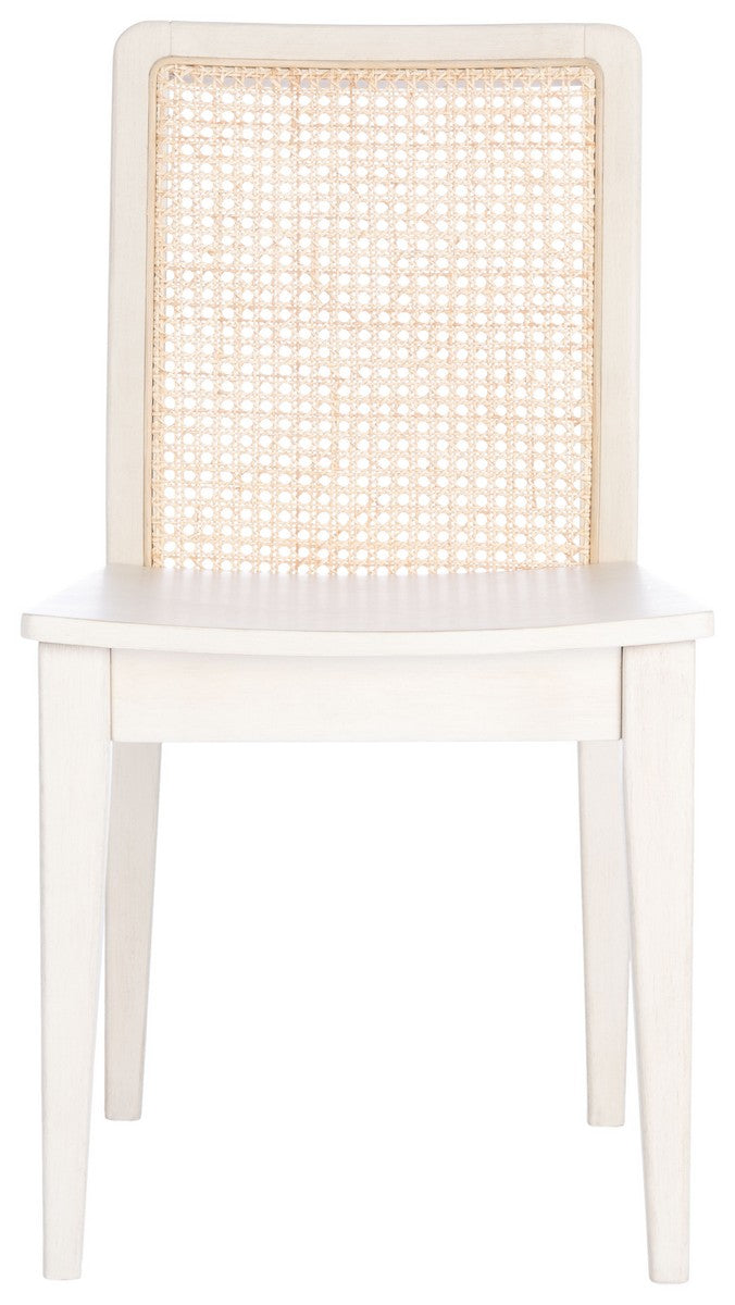  Safavieh Benicio Rattan Dining Chair Set of 2 - White / Natural - Bonton