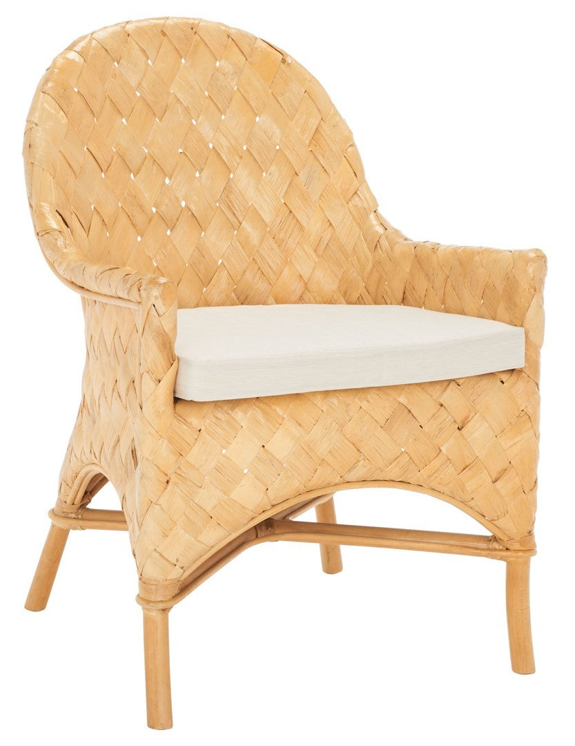  Safavieh Chorus Woven Rattan Dining Chair - Natural / White - Bonton