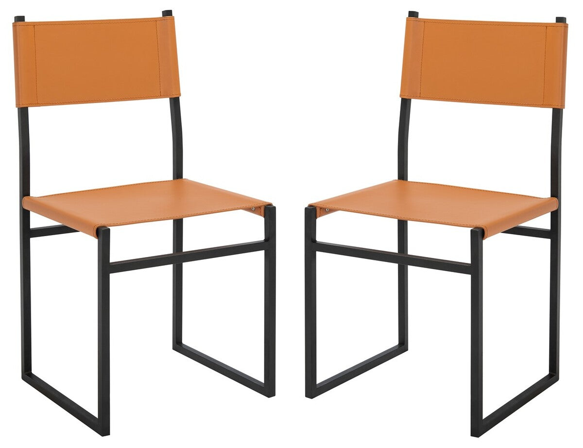  Safavieh Layne Dining Chairs Set of 2 - Cognac / Black - Bonton