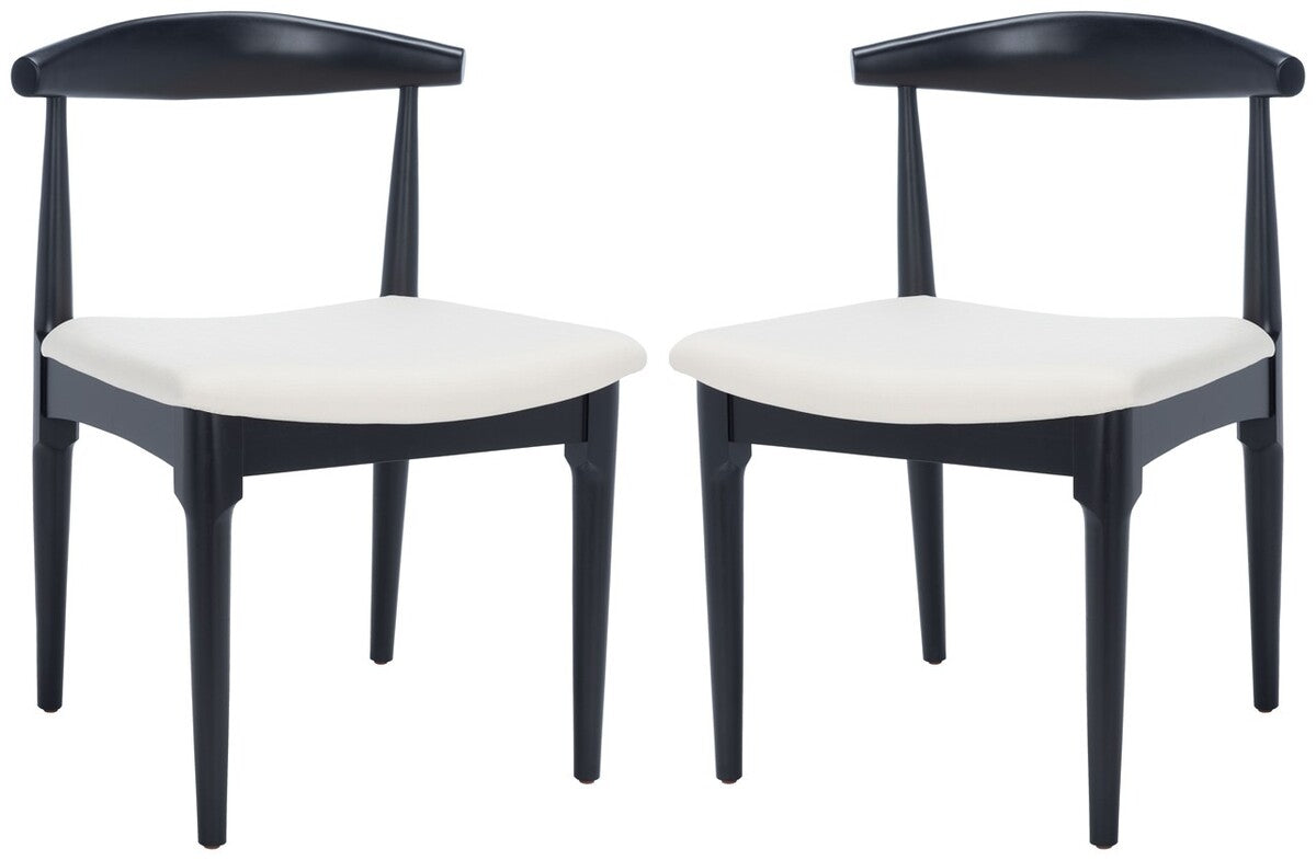  Safavieh Lionel Retro Dining Chair Set of 2 - Black Body / White Seat - Bonton